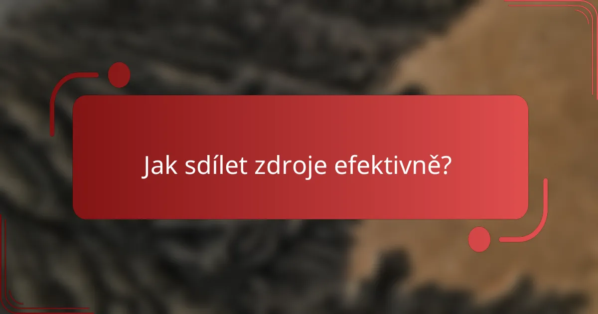 Jak sdílet zdroje efektivně?