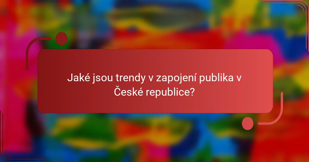 Jaké jsou trendy v zapojení publika v České republice?